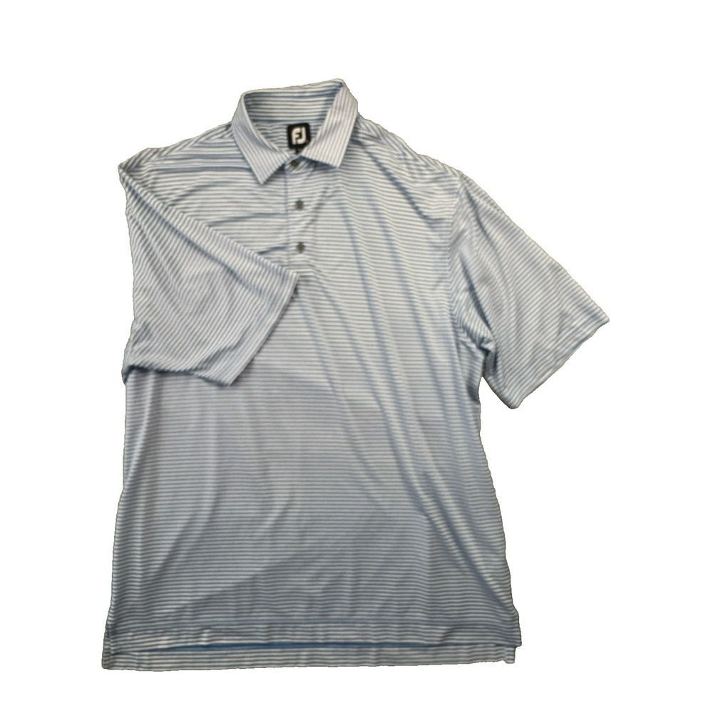 Footjoy Blue White Striped Golf Polo‎ XL